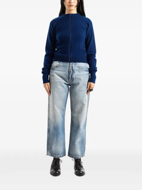 extreme cashmere Nª494 Tangerine zip-up knit cardigan
